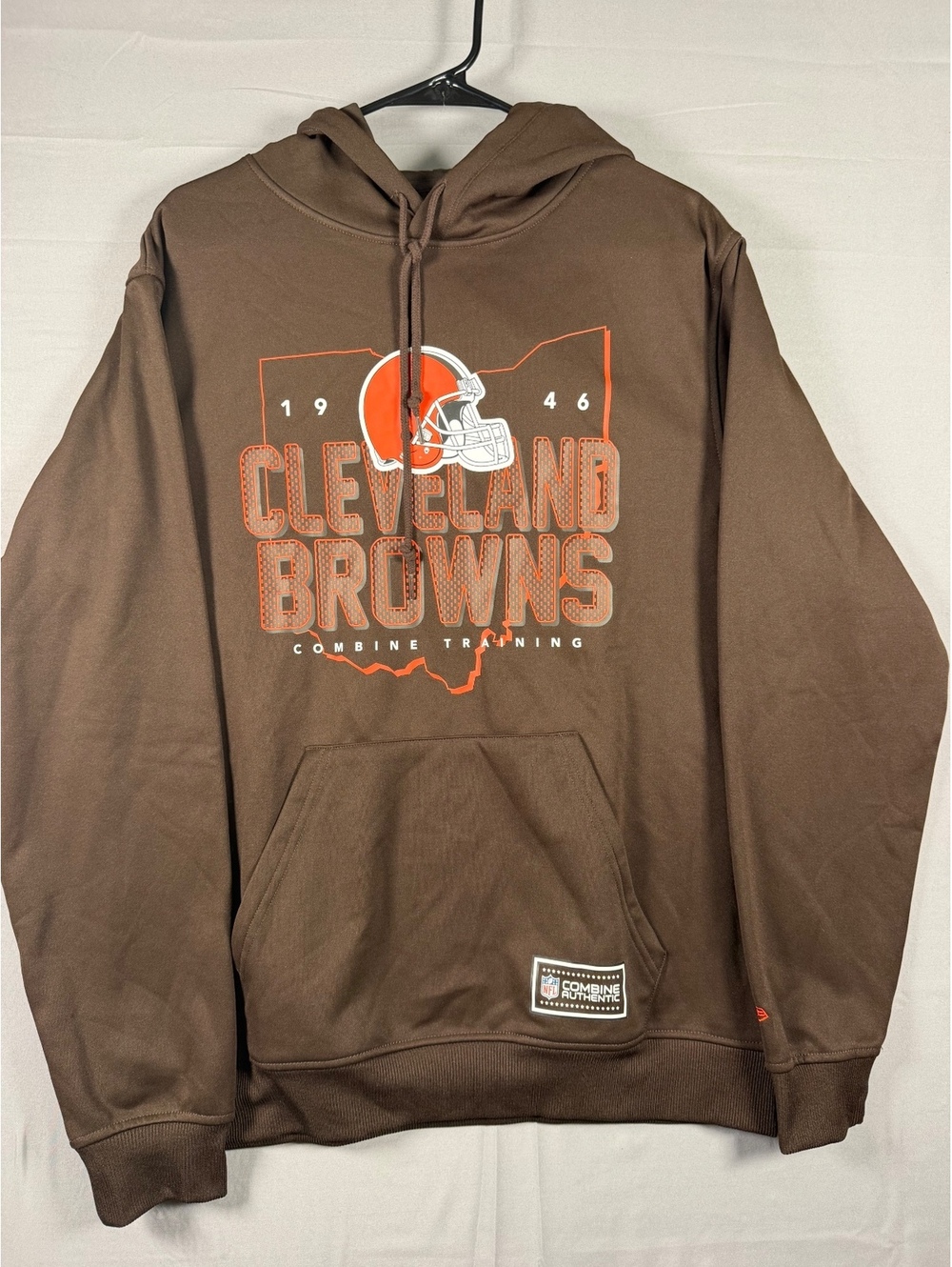 New Era Cleveland Browns NFL Combine Authentic Brown Hoodie Size Large